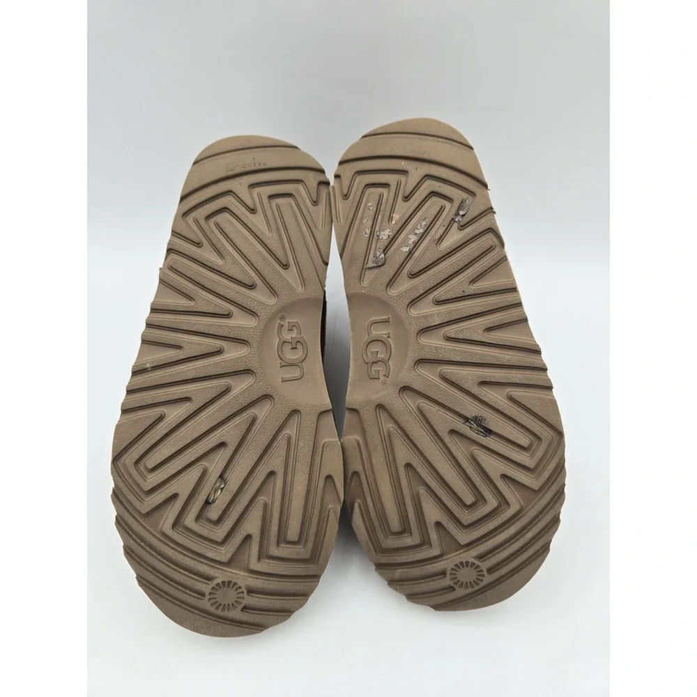 Uggs Harkley Boots Girls Size 3 Chestnut Brown 1017326K Zip Up Lace Up